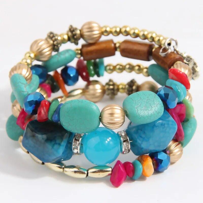 Böhmen Charme Perlen Armbänder Set Für Frauen Vintage Handgemachte Legierung Perlen Kette Armreif Armbänder Weiblichen Boho Party Schmuck bunt