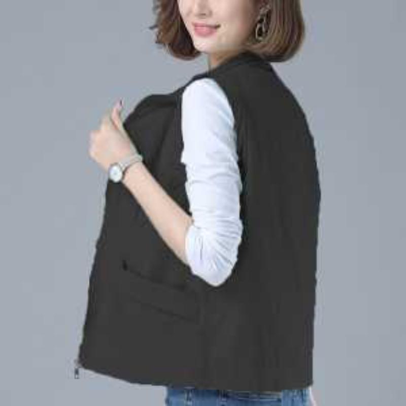 Frühling Herbst Vielseitige Dünne Jacke Damen Neue Koreanische Stil Jacke Lässige Weste XXL schwarz