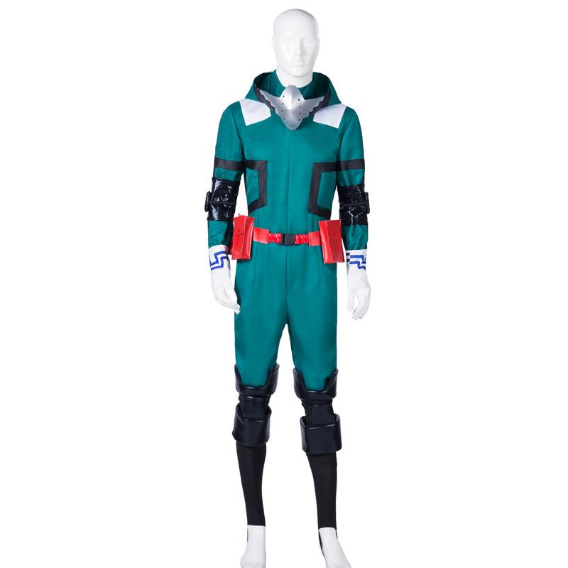 12-teiliges Set für Herren, Hot My Hero Academia Izuku Midoriya-Kostüm, Boku No Hero Academia Deku-Schlaganzug, Halloween-Uniformen, Cosplay-Kostüm S&man grün