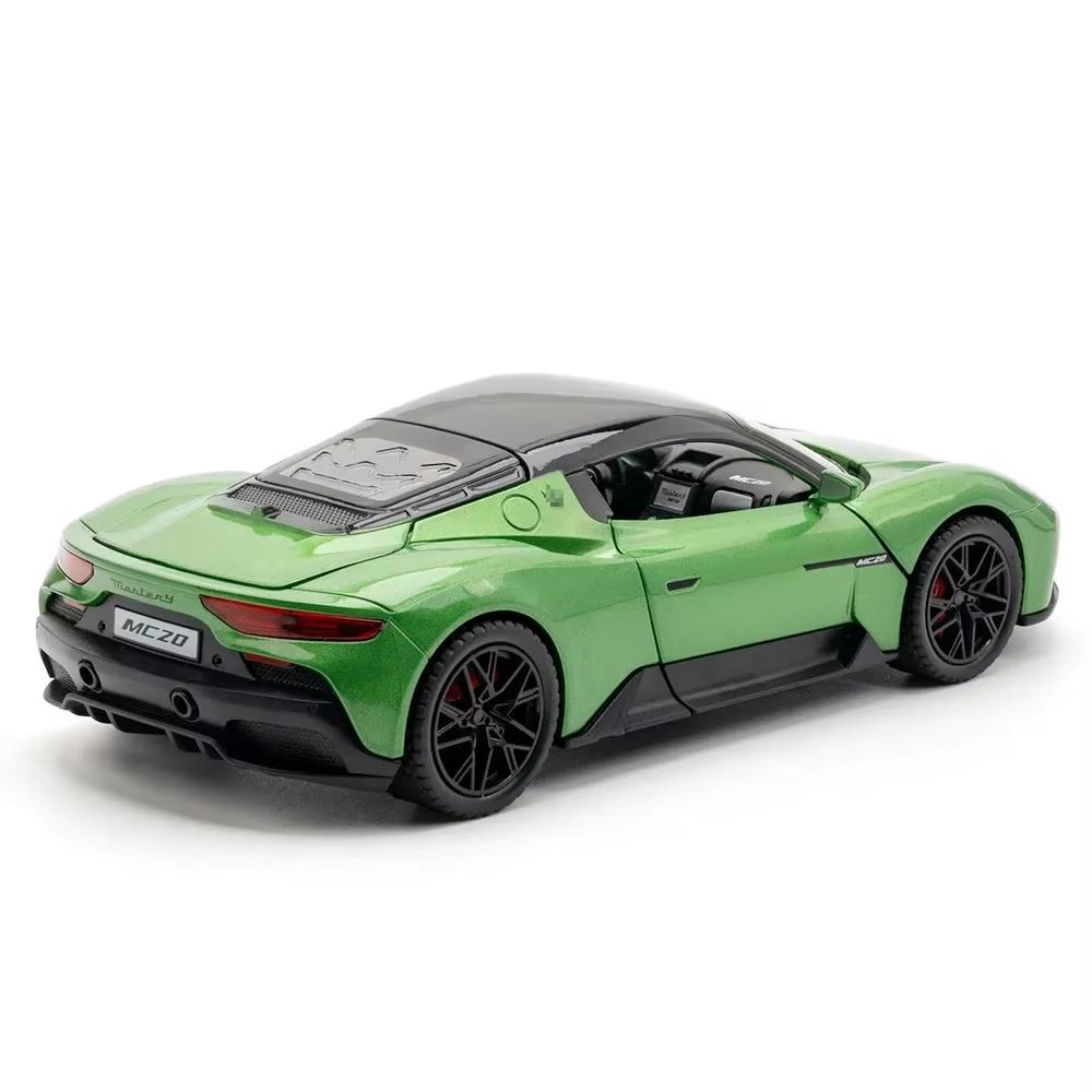 1/24 Maserati MC20 Sportwagen aus Legierung, Modellauto, Metalldruckguss, hochsimulierte Sammlung, Schaukel mit Ton und Licht, Zurückzieh-Spielzeugauto, Kindergeschenk grün