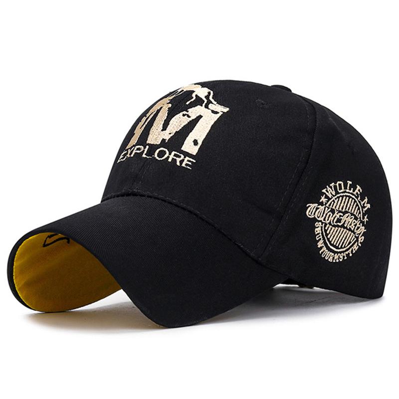 [NORTHWOOD]WOLF M Letter Baseball Cap für Männer Frauen Streetwear Papa Hut Sommer Sonnenblende Trucker Cap 55-60 cm gold/schwarz
