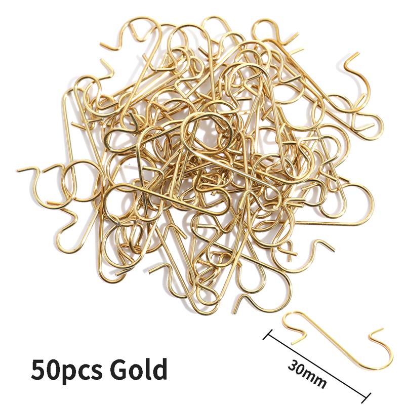 50 stücke Weihnachten Ornament Metall S-Förmigen Haken Halter Weihnachten Baum Ball Anhänger hängende Dekoration für home Navidad Neue jahr gold