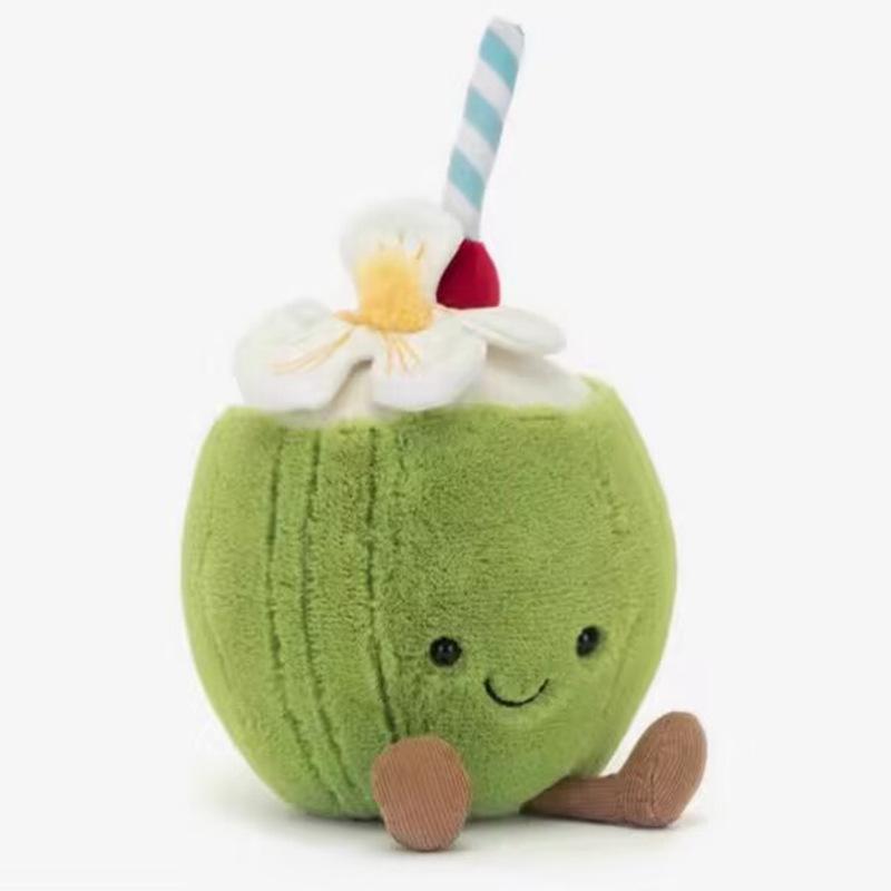 Süßer Kokos-Zitronen-Plüschtier mit Palmen-Design Perfektes Geschenk für Mädchen beige