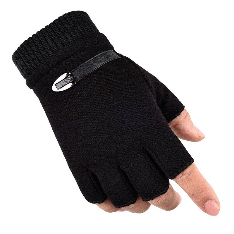 Winter Fleece Warme Handschuhe Männer Halbe Finger Handschuhe Stretch Fingerlose Fäustlinge Für Outdoor Radfahren Fahren Handschuhe schwarz