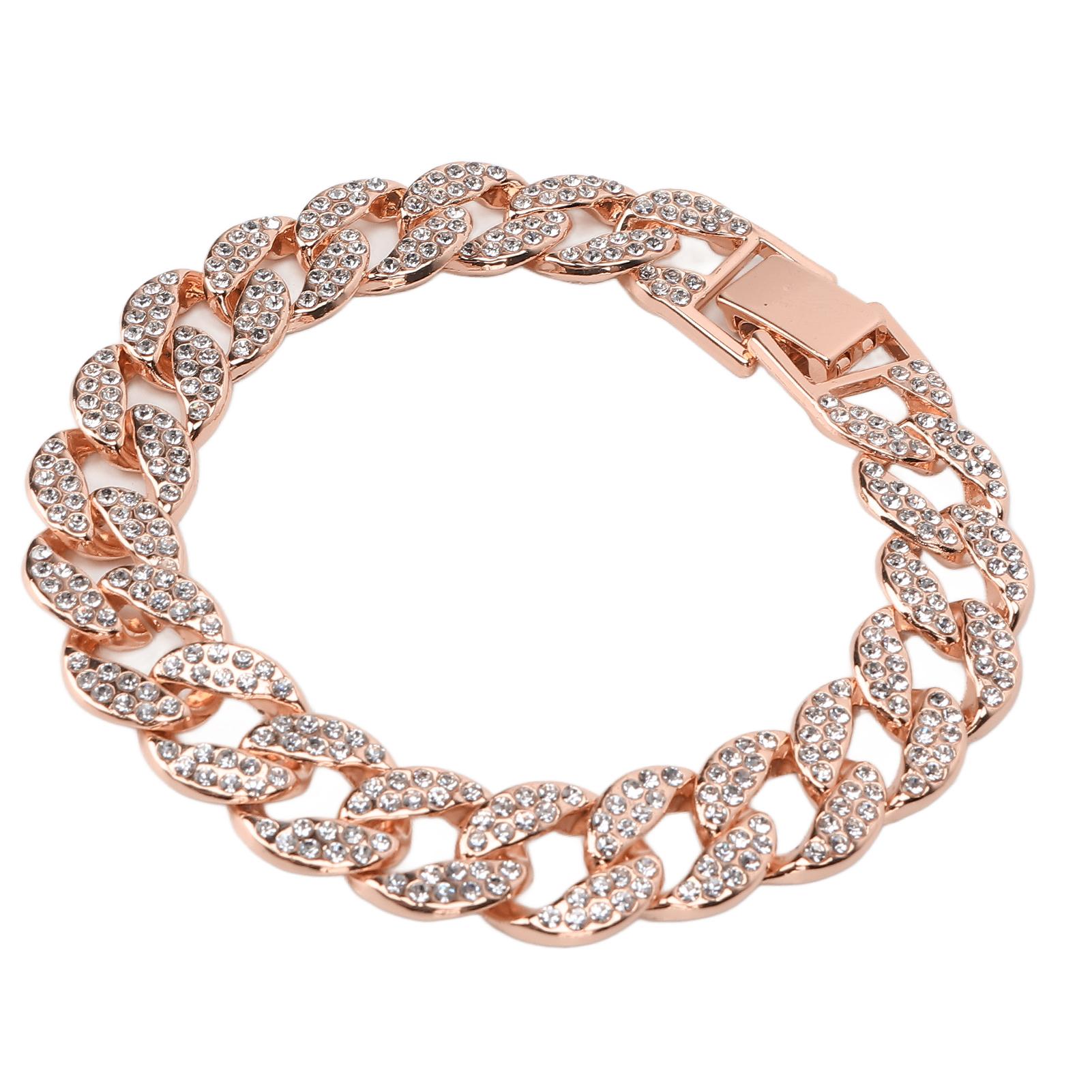 Kubanisches Armband, Strass-Schmuck, Hip-Hop-Paararmband, dekoratives Fußkettchen, Roségold rose gold
