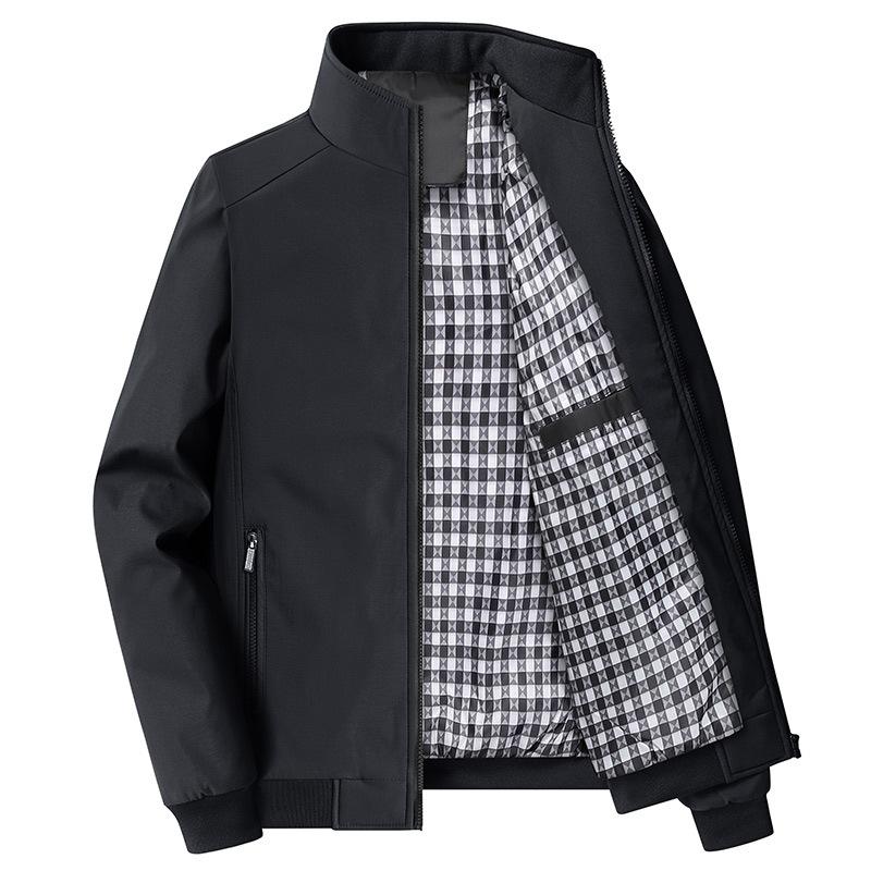 Jacken für Männer mittleren und höheren Alters, Oberteile für Frühling und Herbst, lässige Übergröße Herrenjacke XXXXXL schwarz