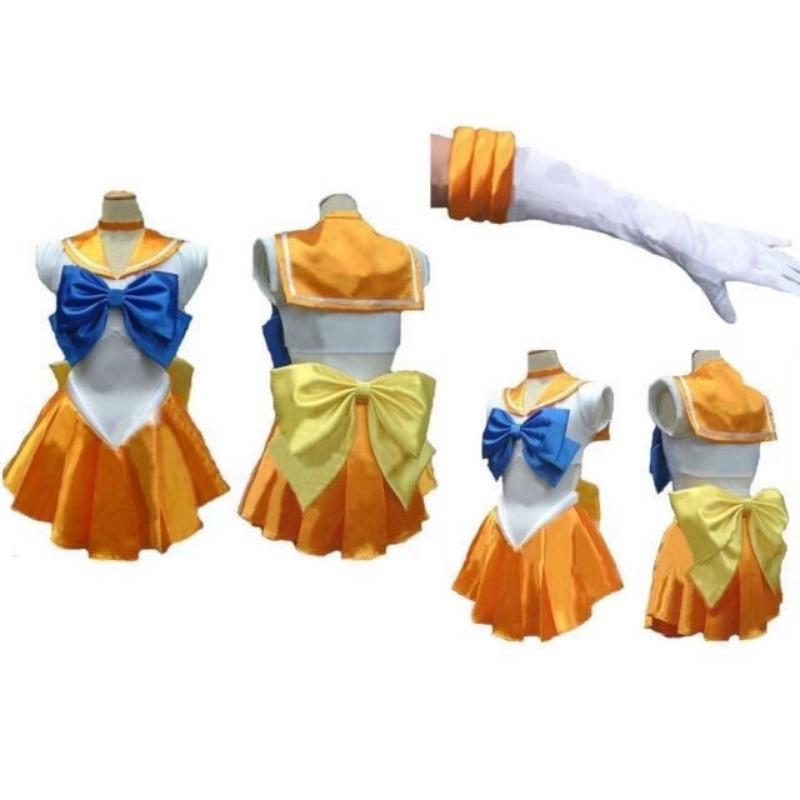 Halloween Anime Kostüm Erwachsener Sailor Moon Cosplay Kostüm Kleid Set Spieluniform XL gelb