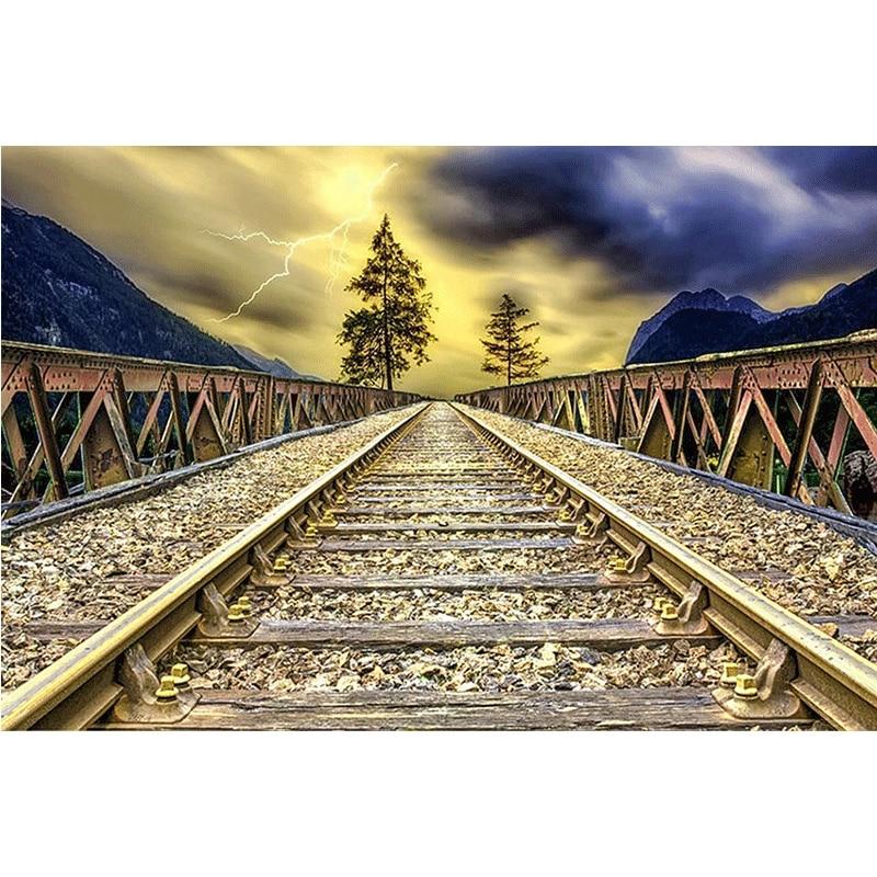 DIY 5D-Diamantgemälde, Kreuzstich, Eisenbahn, Diamant-Stickerei, Handarbeitsmuster 20X30CM