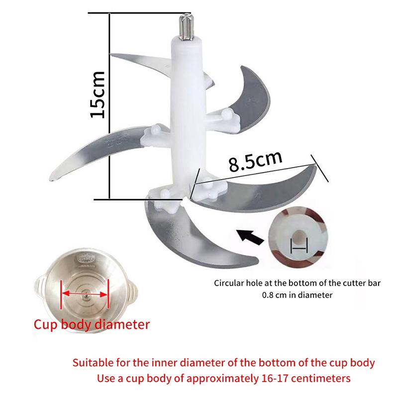 Elektrischer Fleischwolf, Klinge für Lebensmittelzerkleinerer, Prozessor, Ersatzteile für 2 l/3 l/4 l, Fleischwolf-Zubehör, Küchengeräte 15CM