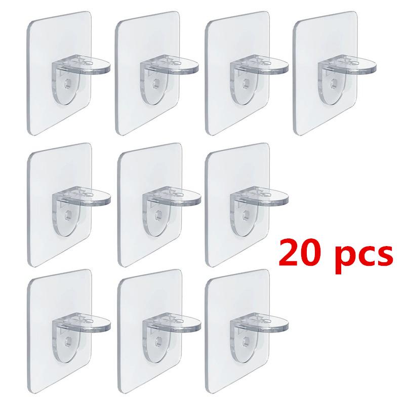 10/20/50 Stück selbstklebende Regalstützklammern, bohrfreier Nagel statt Halter, Schrank, Schrank, Regalstützklammern, Wandaufhänger 20pcs transparent