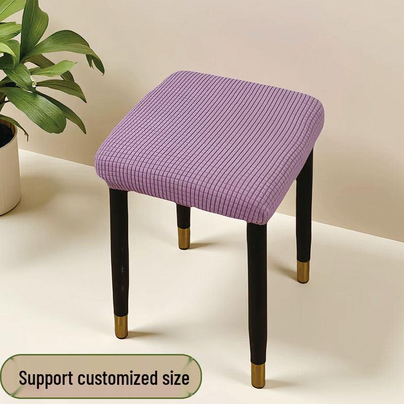 Hohelastische Bezüge für Esszimmerstühle, kleine quadratische Hocker, Hocker mit Sitzfläche, Schminkhocker und Holzhocker S (25-30 cm) Violett