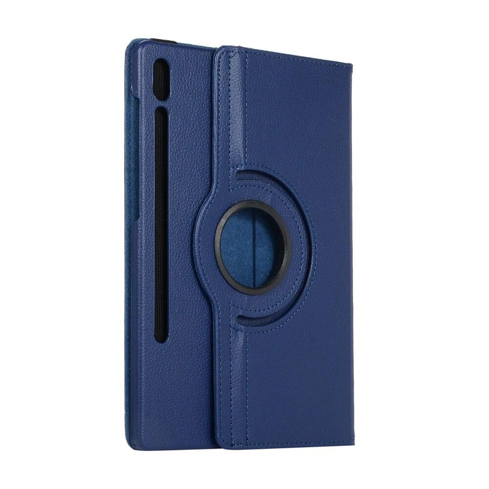 360 drehbare Tablet-Hülle für Samsung Galaxy Tab S7 FE S7 S8 S9 Plus 12,4 Zoll Flip Stand Cover für Samsung Tab S8 S9 Ultra A9 Plus Lederhülle Tab S8 Plus 12.4inch navy blau