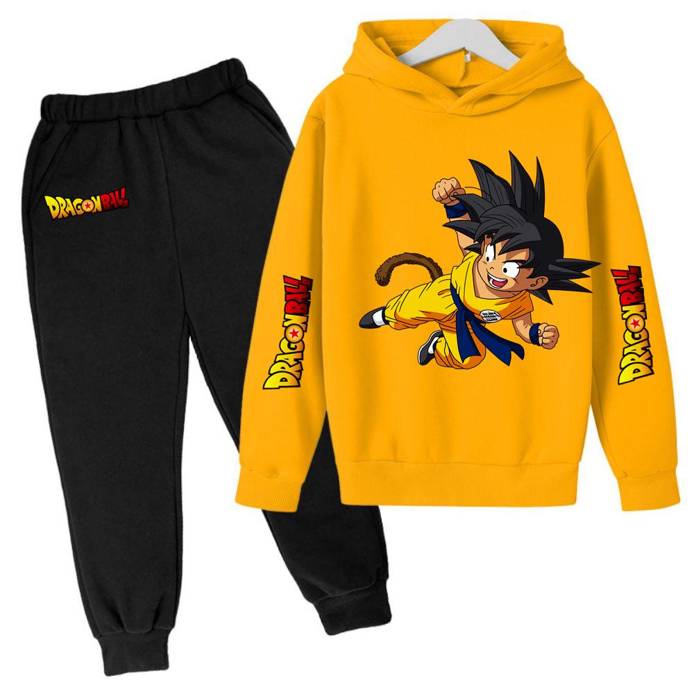 2025 MINISO Neue Winter Dragon BallHoodies + Hosen Kinderkleidung Jungen Goku Sets für Kinder Größen 100-160 Street Suit Kawaii Fashion Tops Anime 120