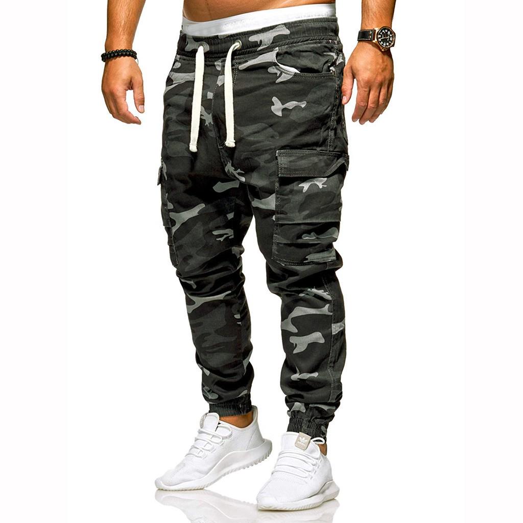 Herrenmode, lockere, hübsche PocketJeans-Hosen mit Tarnmuster, M-4XL XXXXL schwarz
