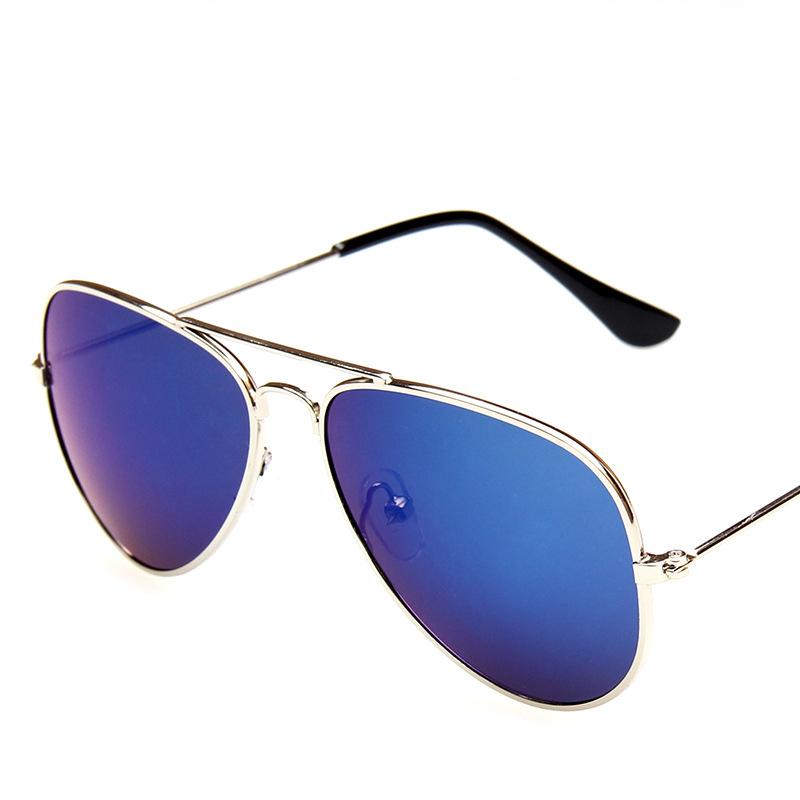 Mode Kinder Mercury Brille Sonnenbrille Pilot Farbe Film Junge Mädchen dunkle Brille einzigartig Silver frame blue mercury