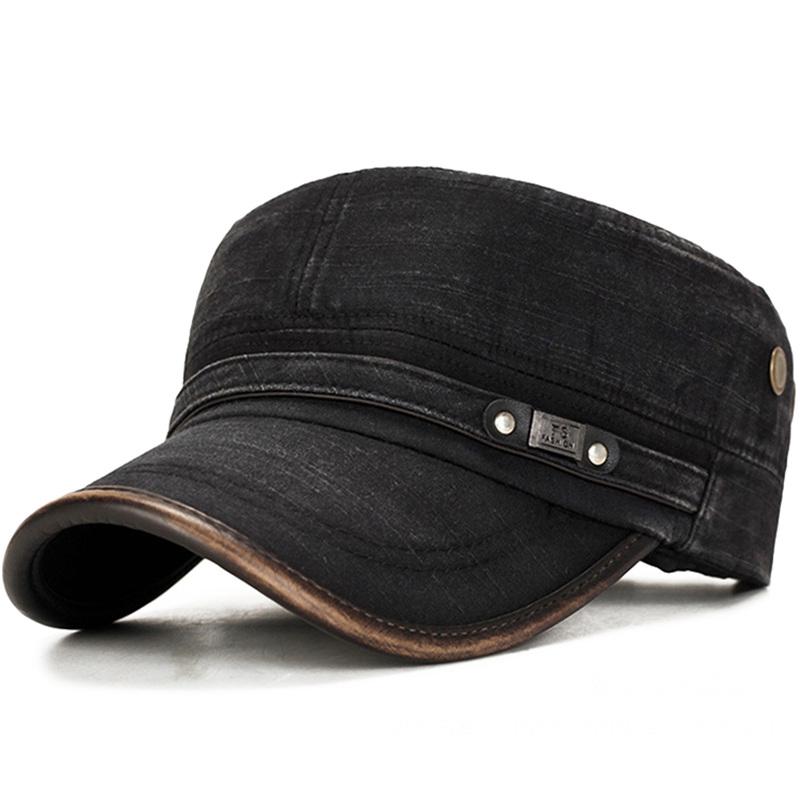 Neue Vintage Flat Top Cap Klassische Snapback Baseball Cap Männer Frauen Baumwolle Trucker Cap Papa Hut 56-60cm schwarz