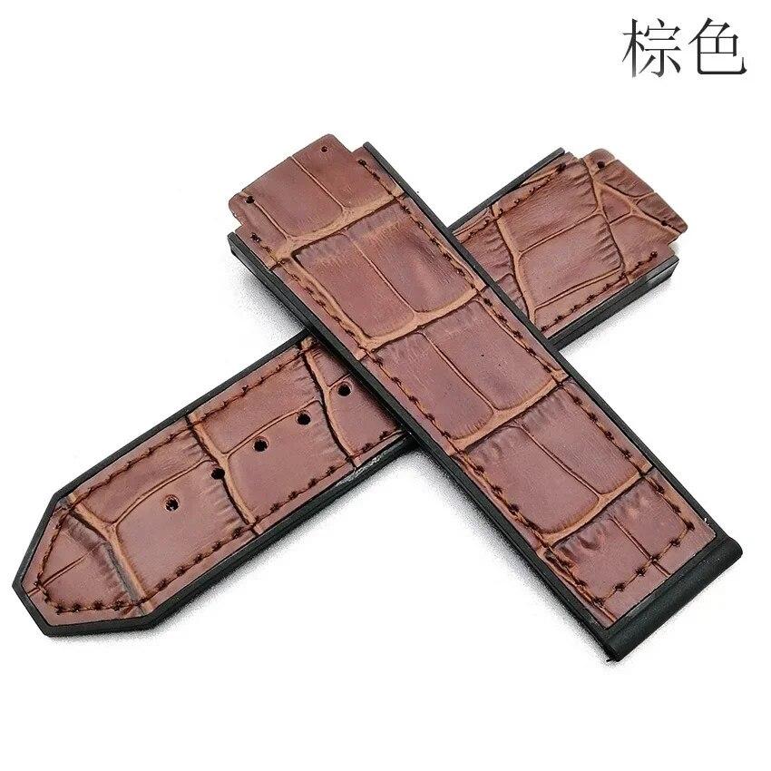 26mm * 19mm Leder Armband Schnalle 22mm Für HUBLOT Big Bang Serie Silikon Uhr Handgelenk Armband uhr zubehör brown  21-13-18mm gray