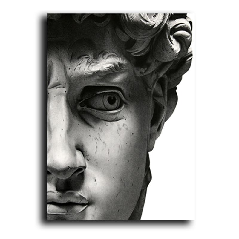 Nordic Schwarz und Weiß David Kopf Leinwand Gemälde An Der Wand Poster David Wand Kunst Leinwand Bilder Hause Wand Dekoration 70X100cm No Frame