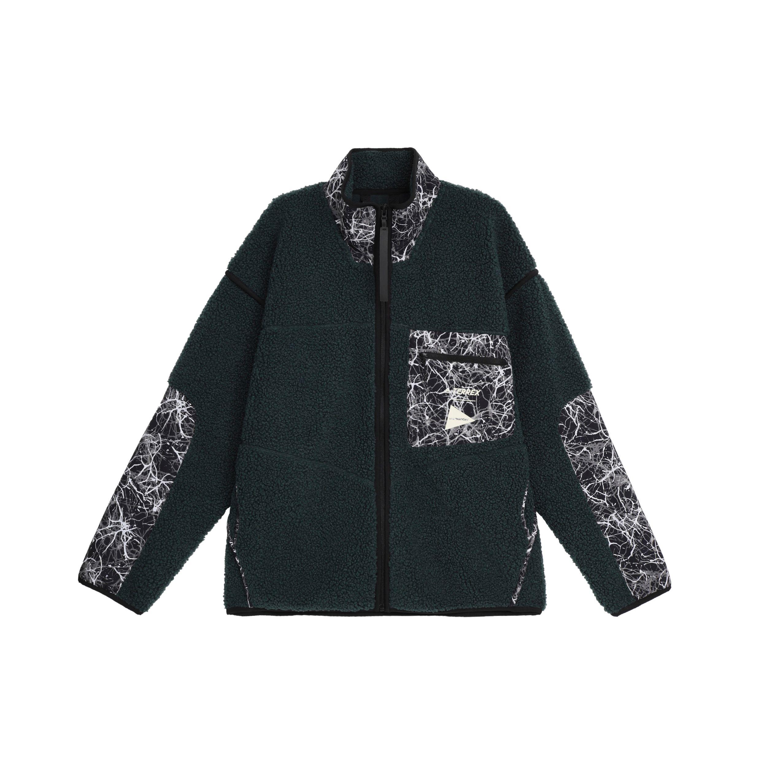 Adidas Terrex X And Wander Kollaboration Locker geschnittene Sherpa-Jacke Damen Jacke Grün HN6948 S