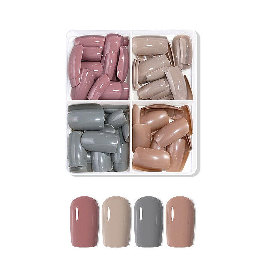 96 Stück einfarbige, matte Nägel, kurze, vollständig abdeckende künstliche Nägel, aufdrückbare, kurze künstliche Nagelspitzen