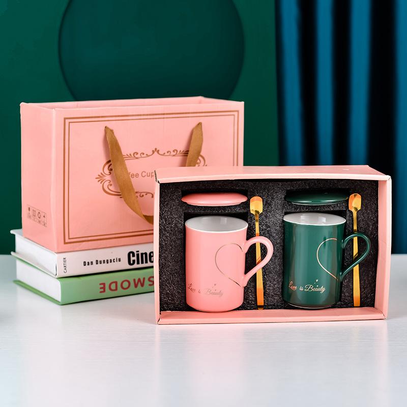 Chinesischer Valentinstag Liebespaar Tassenset Valentinstag Keramiktasse Goldschmuck Event Eröffnungsgeschenke 250ML
