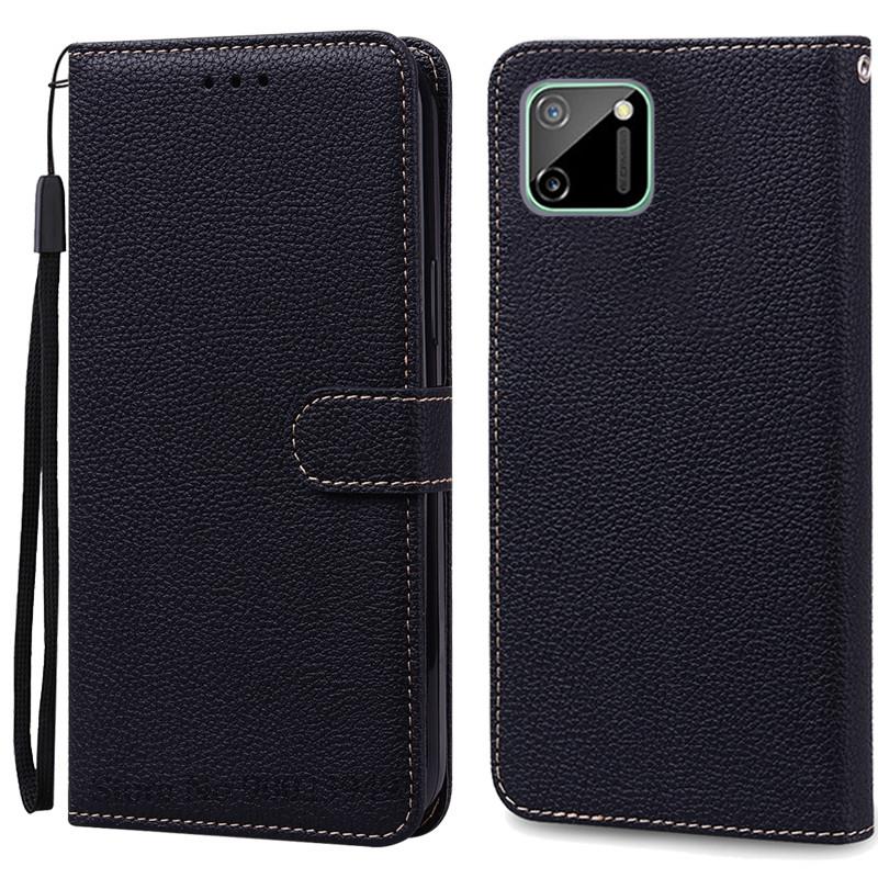Für Realme C11 Hülle Realme C11 2021 Hülle Leder Brieftasche Klapphülle Für Realme C11 2021 Coque Realme C11 2020 Hülle Coque Fundas Realme C11 2021 schwarz