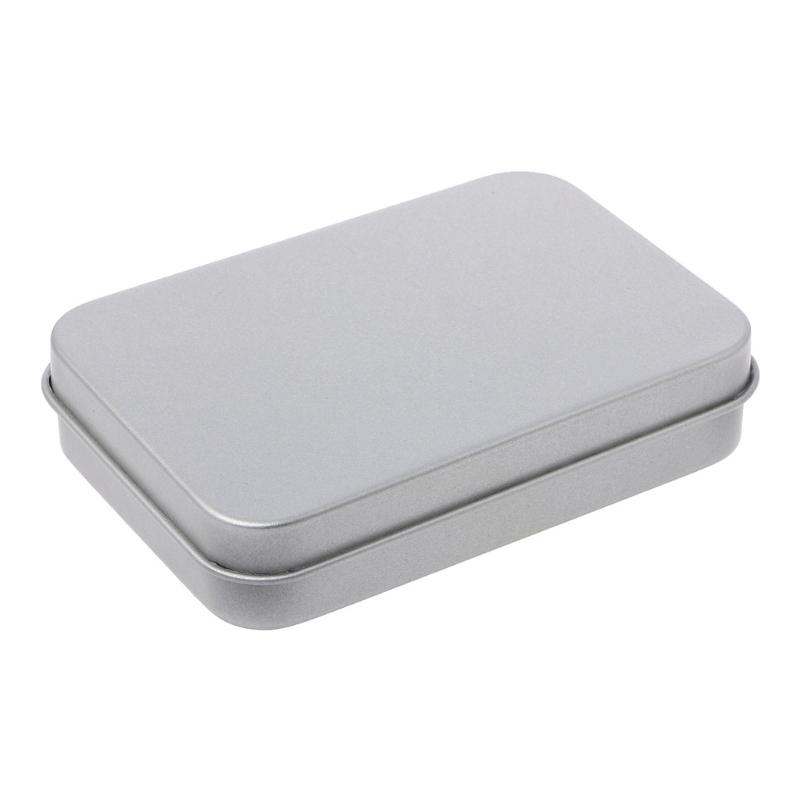 Kleine Aufbewahrungsbox aus Metalldose, silberfarben, Organizer für Geld, Münzen, Süßigkeiten, Schlüssel 8.8cmx6cmx1.8cm
