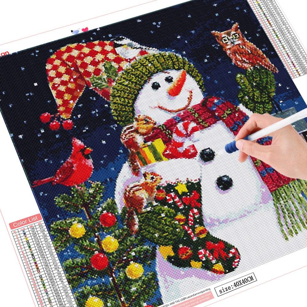 Diamant-Malerei Schneemann voller Quadrat Handwerk Kit neue Ankunft Diamant Stickerei Cartoon Mosaik Winter Weihnachtsdekoration Full Square (30x30CM)