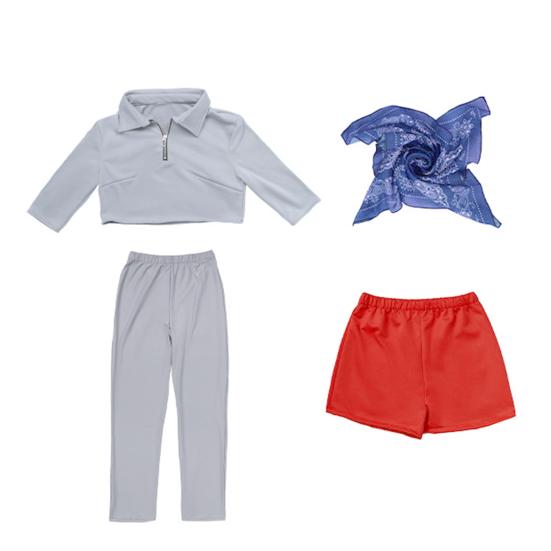 1 Set Eleven Cosplay Kostüme Damen Oberteil Schal Shorts Strumpfhose Set Halloween Cosplay Outfits für Mädchen Kostümpartys Fan-Treffen Fotoshootings S