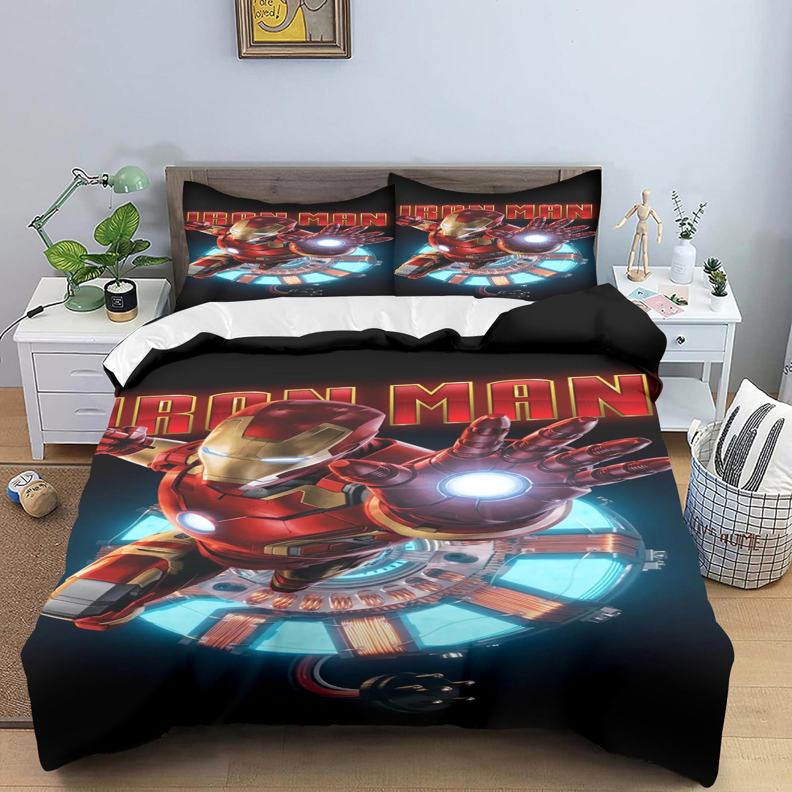 Iron Man Kuromi Bettwäsche-Set für Kinder King Size Luxusbezug 100% Polyester 3-teilig Weihnachtsgeschenke Heimdekoration AU King(245*210cm)3pcs