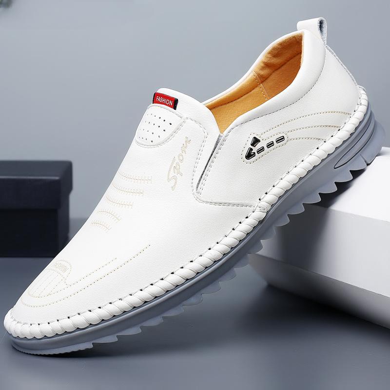 Leder-Freizeitschuhe für Herren, Designer-Slip-On-Schuhe für Herren, modische braune Loafer-Schuhe für Herren 42 weiß
