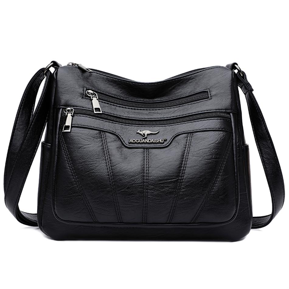 Weiche Leder Frauen Tasche Marken Designer Damen Handtasche Geldbörsen 2023 Luxus Weibliche Schulter Tasche Große Kapazität Umhängetaschen Sac schwarz