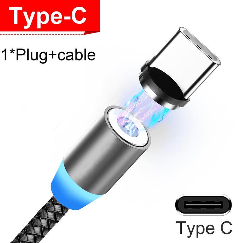 Magnetisches USB-Ladekabel für Micro-Typ-C, 8-poliges Schnelllade-Modekabel für iPhone, Xiaomi, Huawei, Samsung 1M Cable+Type-C Plug grau