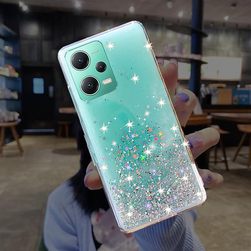 Handyhülle für Xiaomi Redmi Note 12 Pro 5G 4G, Kristall-Glitzer-Pailletten, Sterne, weiche TPU-Abdeckung für Xiaomi Poco X5 Pro 5G, stoßfeste Handyhüllen For Redmi Note 12 Pro 5G grün