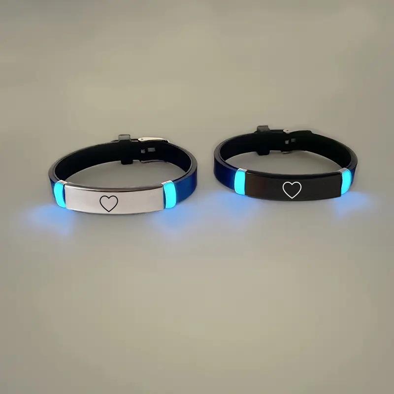 2 Stück/Set Leuchtendes Liebesarmband leuchtendes Armband Partnerarmband 2pcs gray