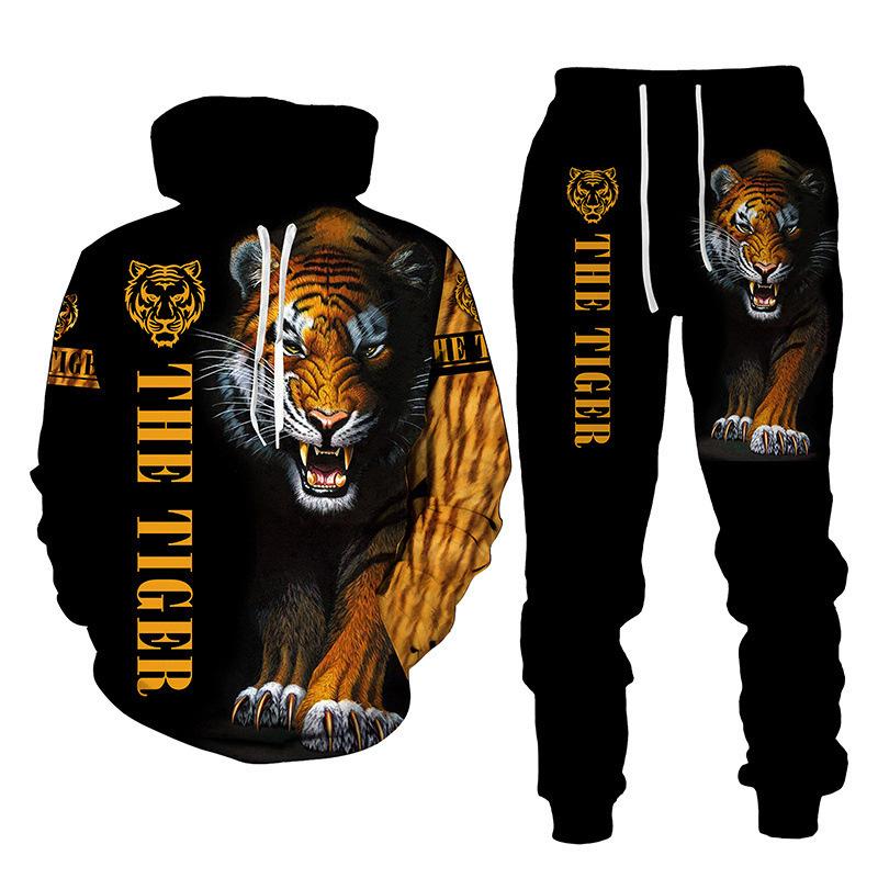 Herren-Trainingsanzug, 3D-The-Lion-Print, Hoodies, Sweatshirts, Hosen, Sets, lässige Herrenbekleidung, Damen-Trainingsanzug 5XL