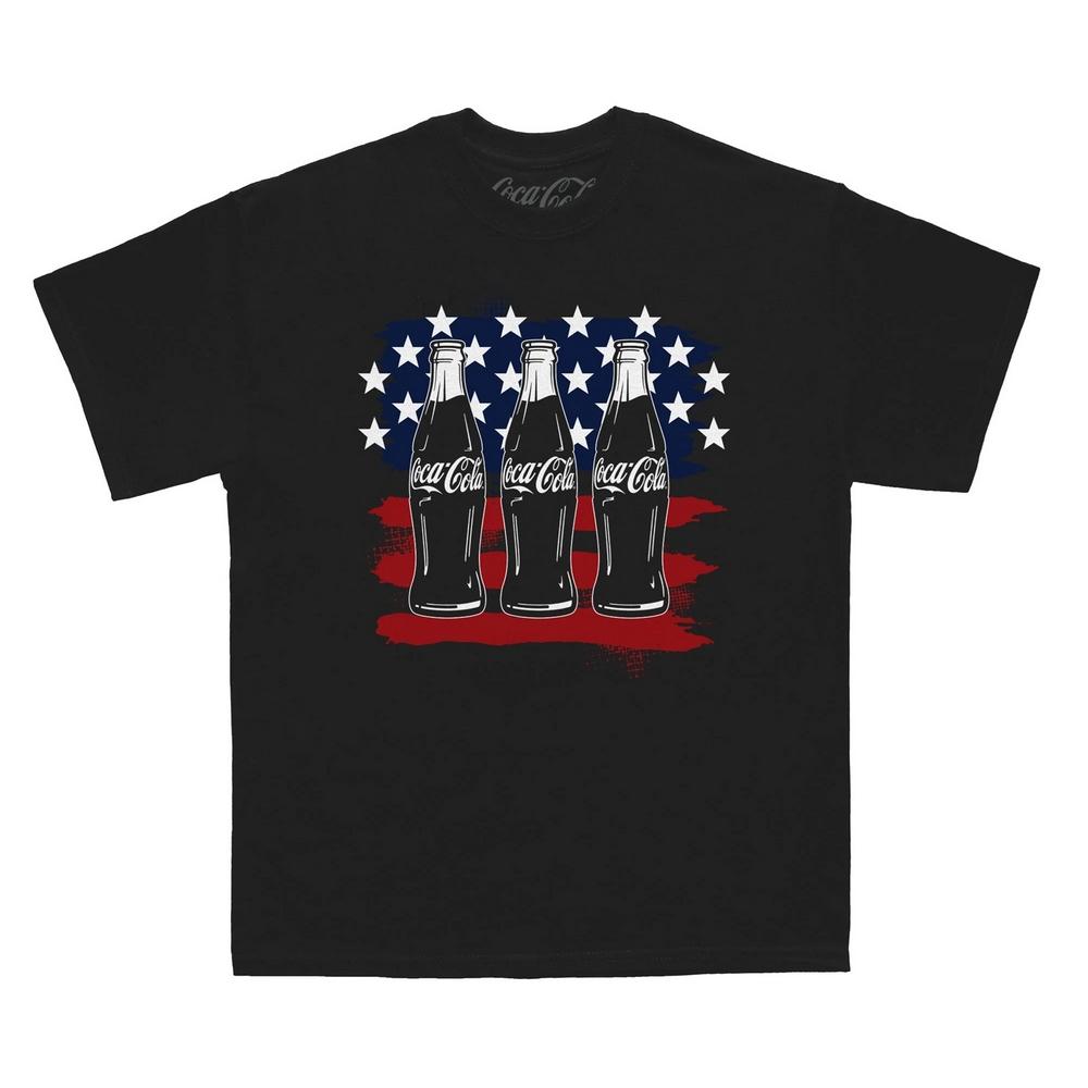 Coca-Cola Unisex-T-Shirt für Erwachsene mit amerikanischer Flasche XXL schwarz