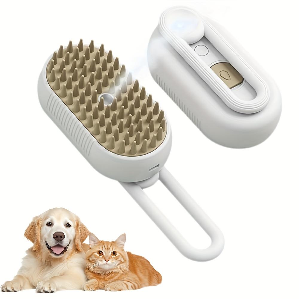 Dampfbürste für Katzen, Dampfbürste für Haustier-Pflegekamm, 3-in-1-Dampfbürste für Katzen und Hunde weiß