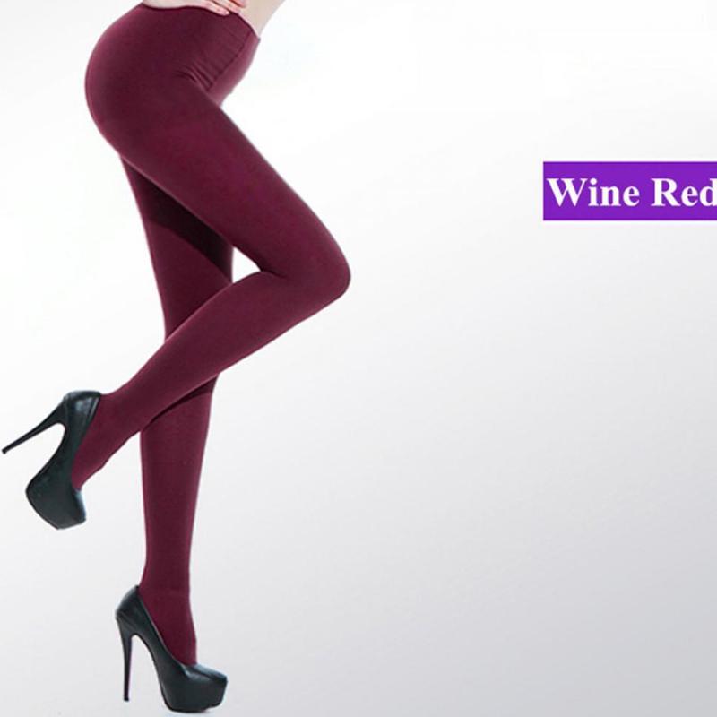 Damenmode dicke 120D-Strümpfe, Strumpfhosen, blickdichte Socken mit Fuß wein rot