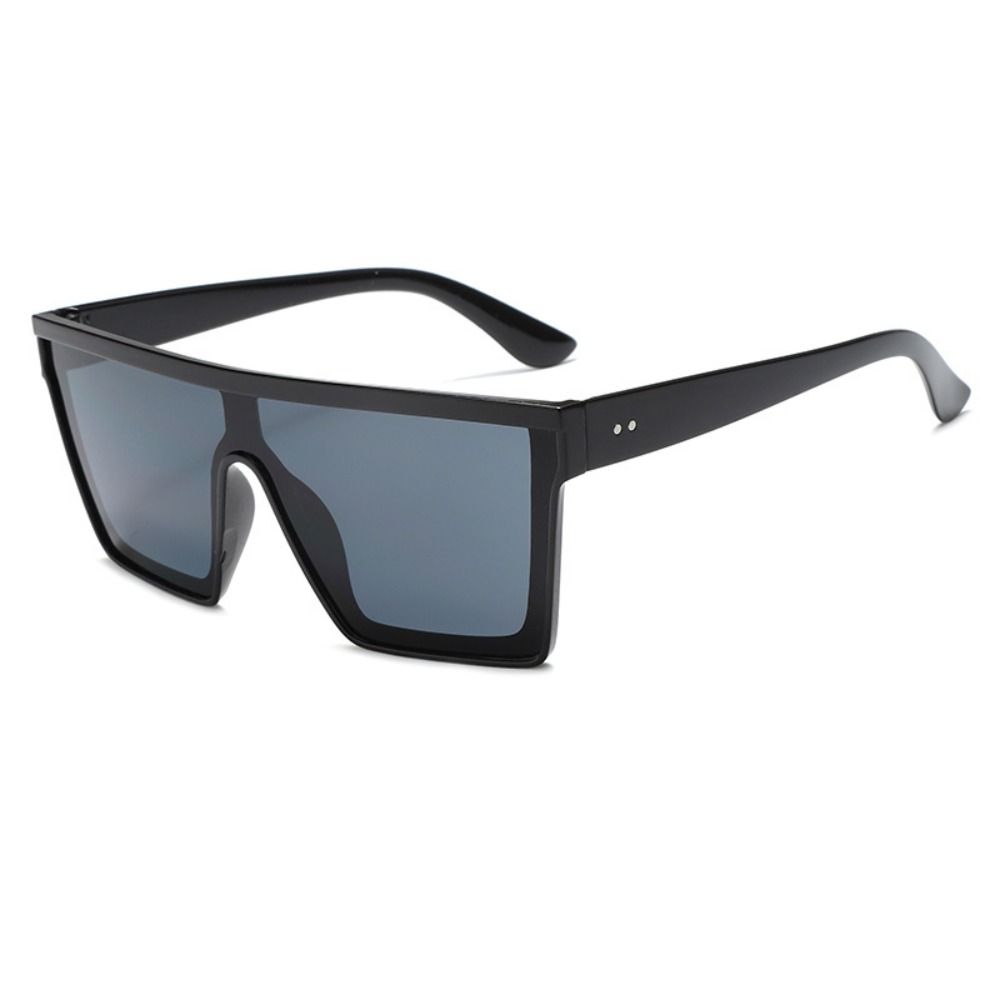 Retro Coole Übergroße Sonnenbrille Einteilig UV400 Schutz Flache Oberseite Trendige Sonnenbrille Brillen für Damen und Herren gray