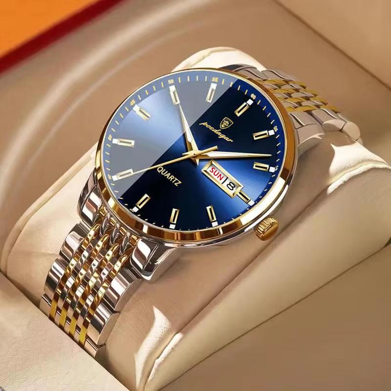 Luxus Sport Herrenuhr Wasserdicht Leuchtend Edelstahl Datum Armbanduhr Für Mann Quarzuhr Business Herrenuhren