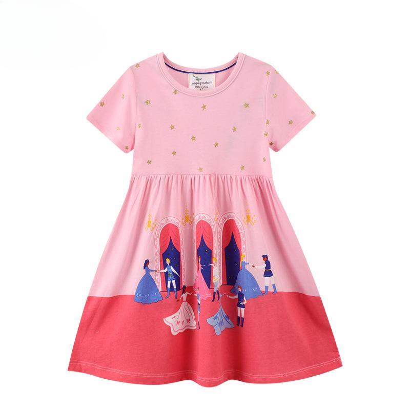 Mädchenrock Sommer Kinderkleidung Kurzarm Strick Rundhals Süßes Mädchenkleid 130cm