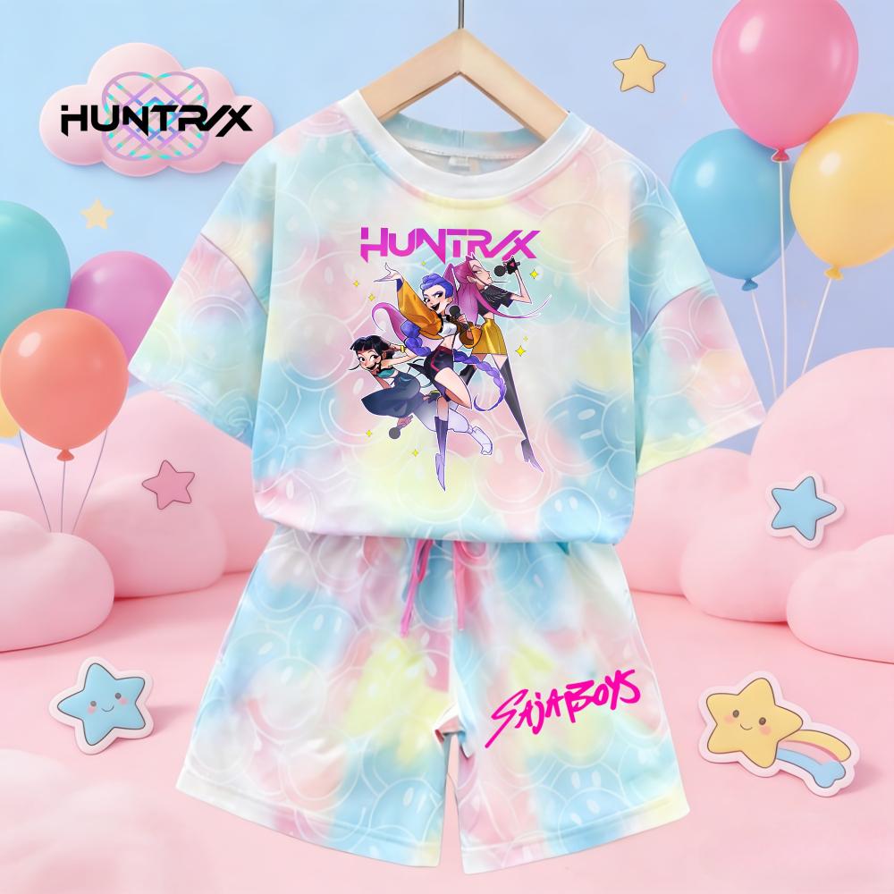 Sommer Neu KPop Dämonenjäger Kawaii Lächeln 3D Druck Kurzarm T-Shirt Mädchen Kinder T-Shirt 150