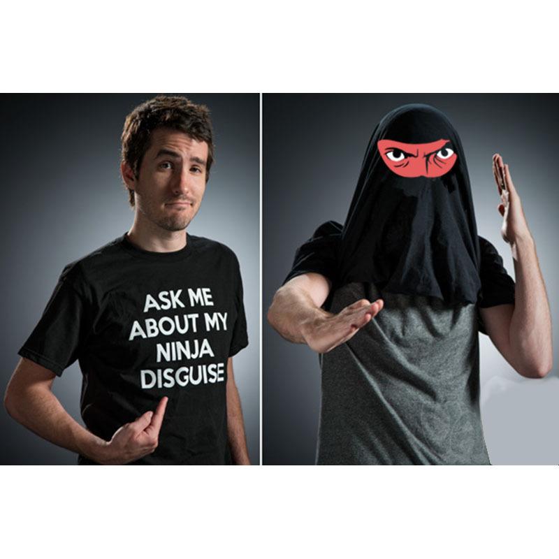 FRAG MICH AUS MEINER NINJA-VERKLEIDUNG Ninja Bedrucktes T-Shirt Wendbar Lustig Baumwolle Kurzarm T-Shirts Herren L gray