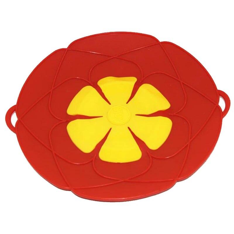 Silikondeckel, Überlaufstopper, Abdeckung für Topf und Pfanne, Küchenzubehör, Blumenform, Kochgeschirr, Kochutensilien, Küchenhelfer rot