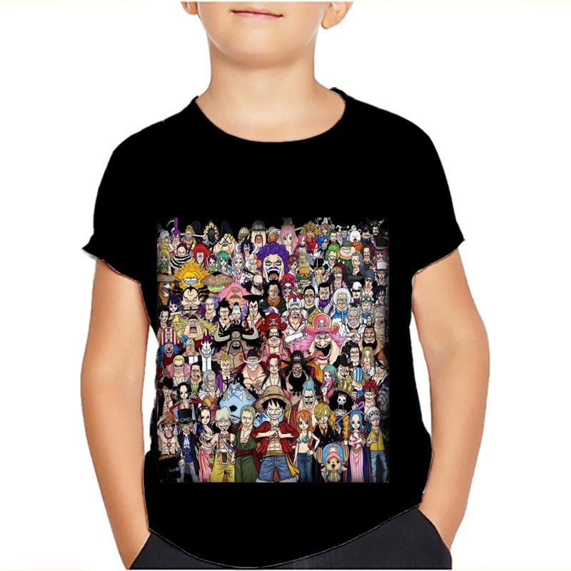 One Piece Luffy T-Shirt Four Emperors Kurzarm Zoro Sanji Chopper Ace Law Tee Kinderkleidung Modekostüme für Kinder Top 130 orange