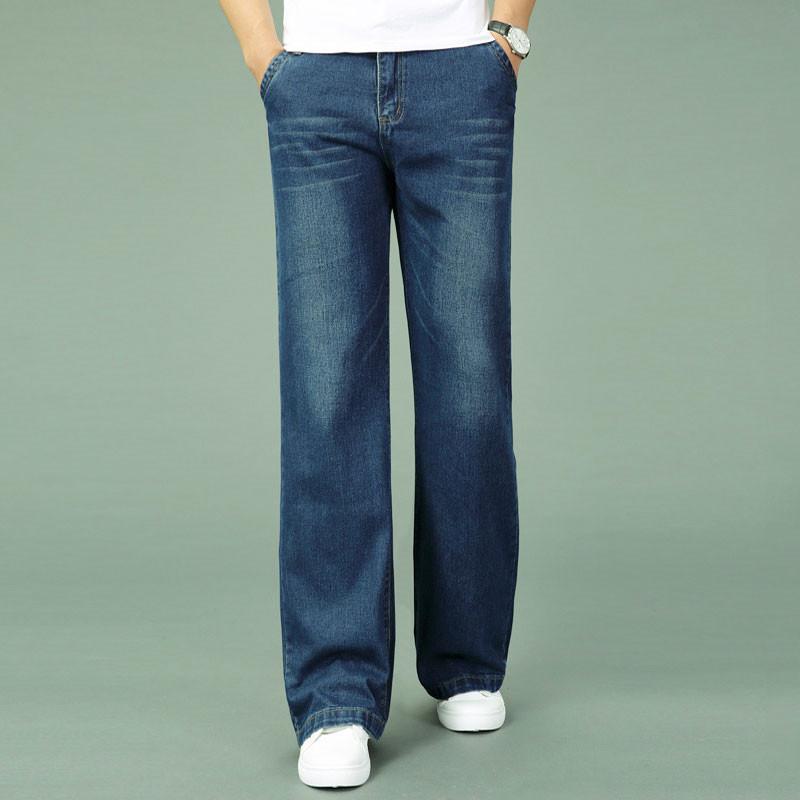 Jeans Herren, ausgestellte Jeans für Herren, Boot-Cut-Bein, ausgestellte lockere, hohe Taille, männliche Designer-Klassiker-Denim-Jeans 28 blau