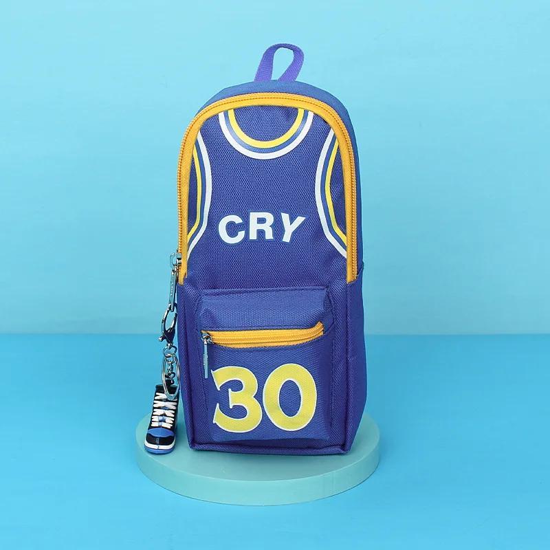 Modisches Canvas Doppel-Layer Großraum Basketball Mäppchen Geburtstagsgeschenk Schüler Schreibwarentasche Schulsachen grün