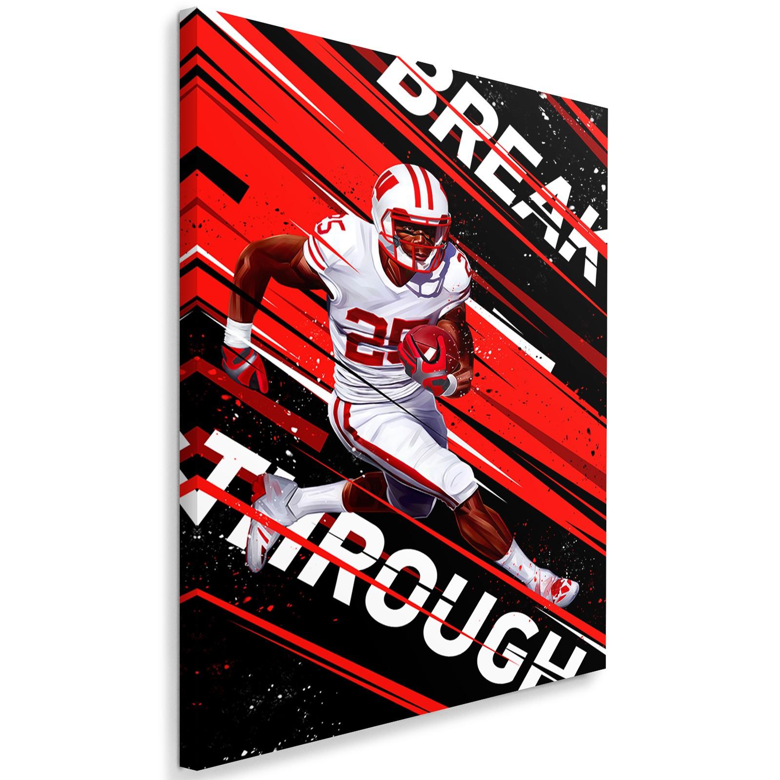 Leinwandbild Porträt des American Football 40x60 rot