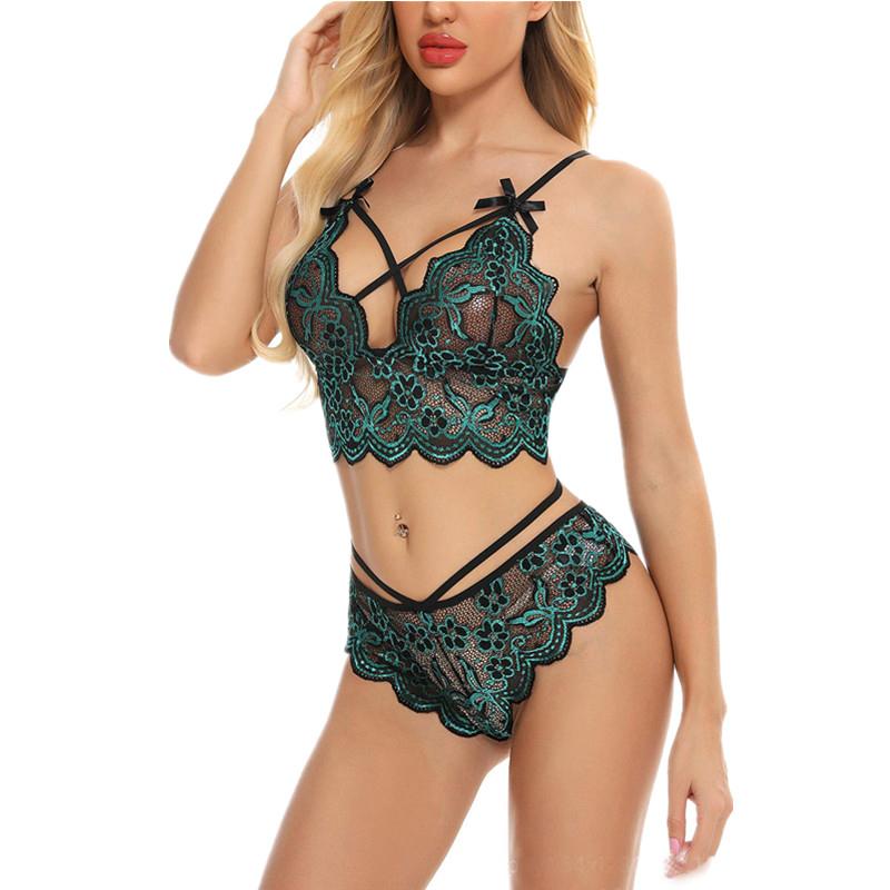 9 Farben Damen Dessous-Set Spitzen-Bralette und Höschen-Set Riemchen-Spitzen-Dessous 3XL